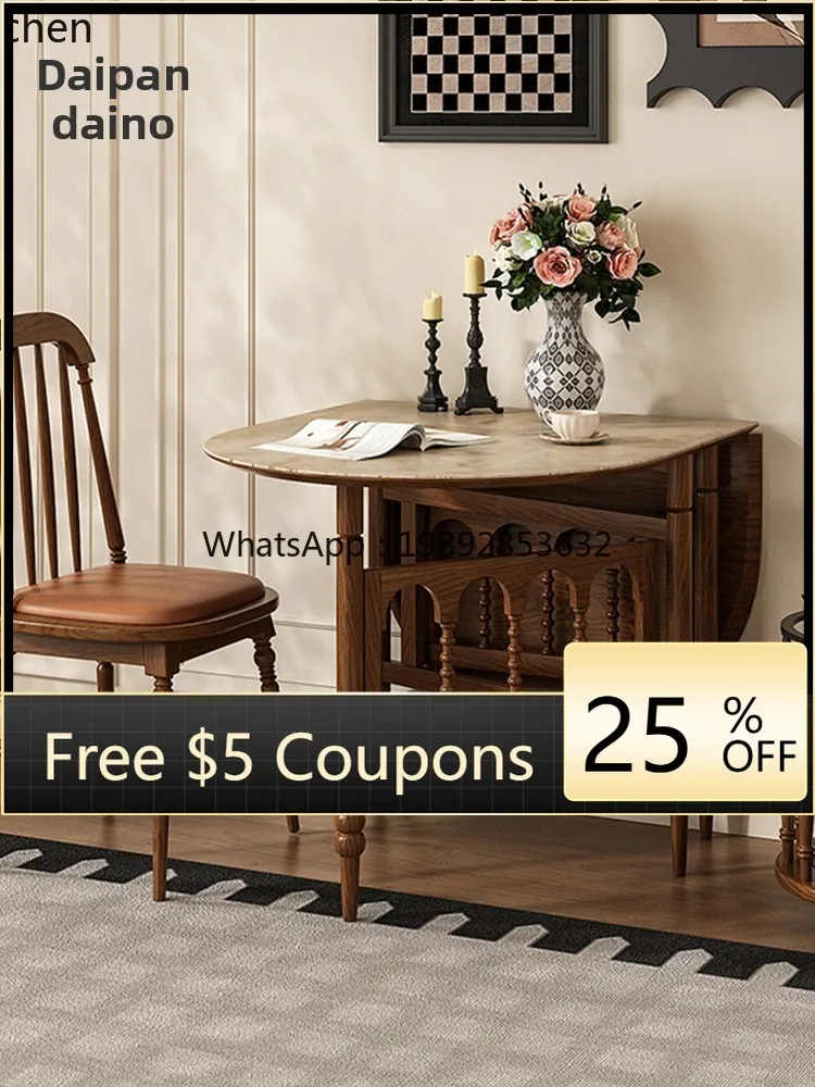 

ZZ Dining Table Extendable Convertible Round Table Rock Slab Living Room Home Dining Table Small Apartment