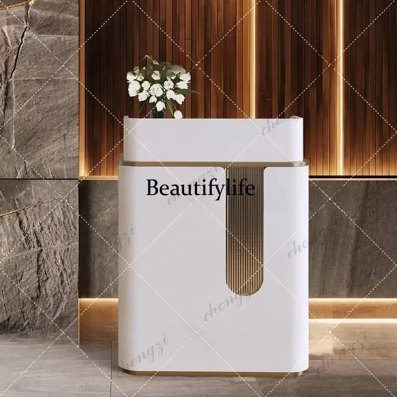 Welcome desk, reception desk, simple and modern company front desk restaurant island, stainless steel corner guide desk