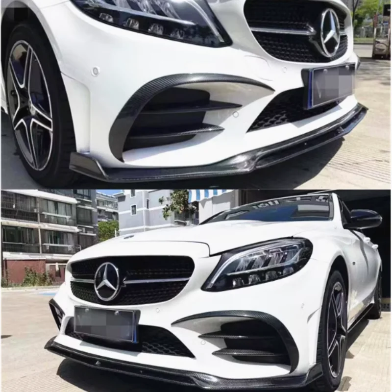 For  W205 Mercedes-Benz C-Class C260 C300 C43 2019 2020 2021  modified carbon fiber front shovel front lip chin