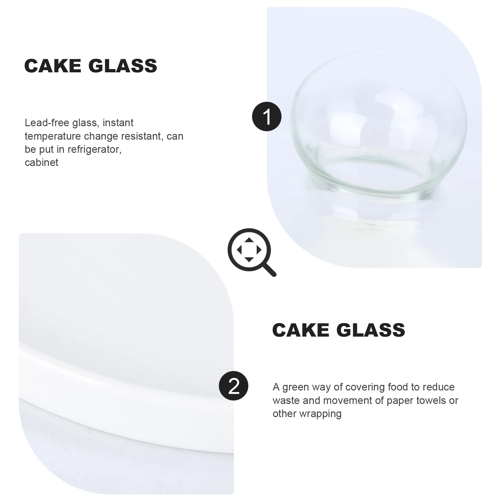 

1Set Dustproof Cake Tray Cover Food Grade Bpa Free Glass Dishwasher Safe Refrigerator Cabinet Use Cake Glass Cover
