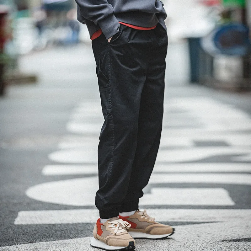 

Maden Workwear American Retro mid Waist Bla Trousers Dstring Harlan Casual Lantern Pants Long Men Autumn Spring Youth