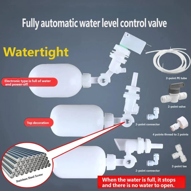 Plastic Water Inlet Control Part Mechanical Toilet Float Fill Assembly with Gasket Nut Fitting for Repair Tasks M4YD