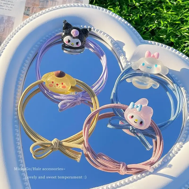 Sanrio Meisjes Veerkracht Haartouw Vrouwen Schattige Haarclips Mode Haar Accessoire Mijn Melodie Kuromi Eenvoudige, Kleine En Frisse Bands