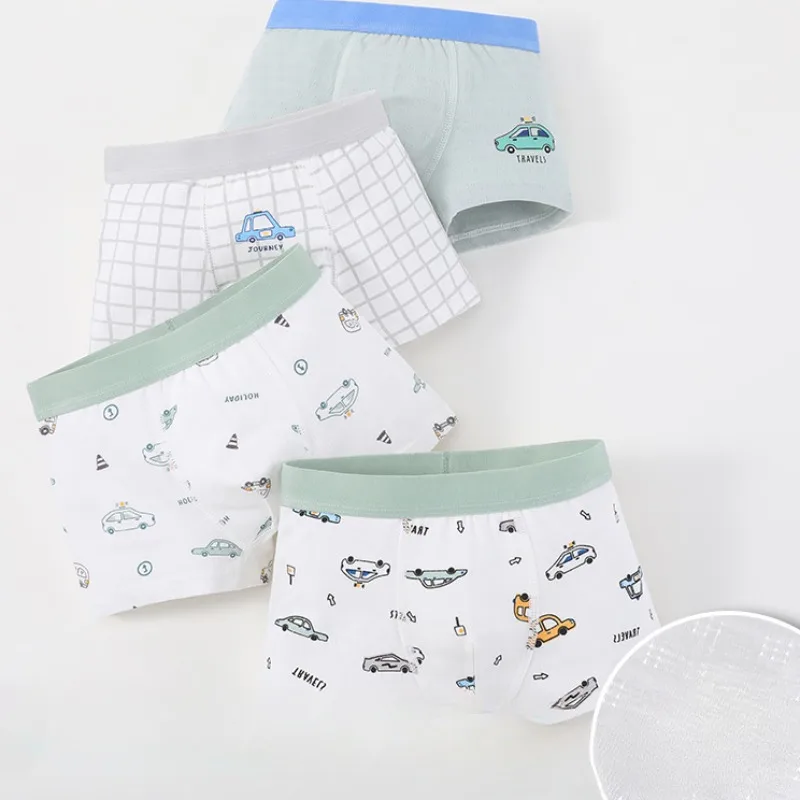 

Summer Boys Thin Mesh Breathable Panties 4PCS Kids Comfort Underwears Antibacterial Cute Print Knickers 3+y Young Child Clothing