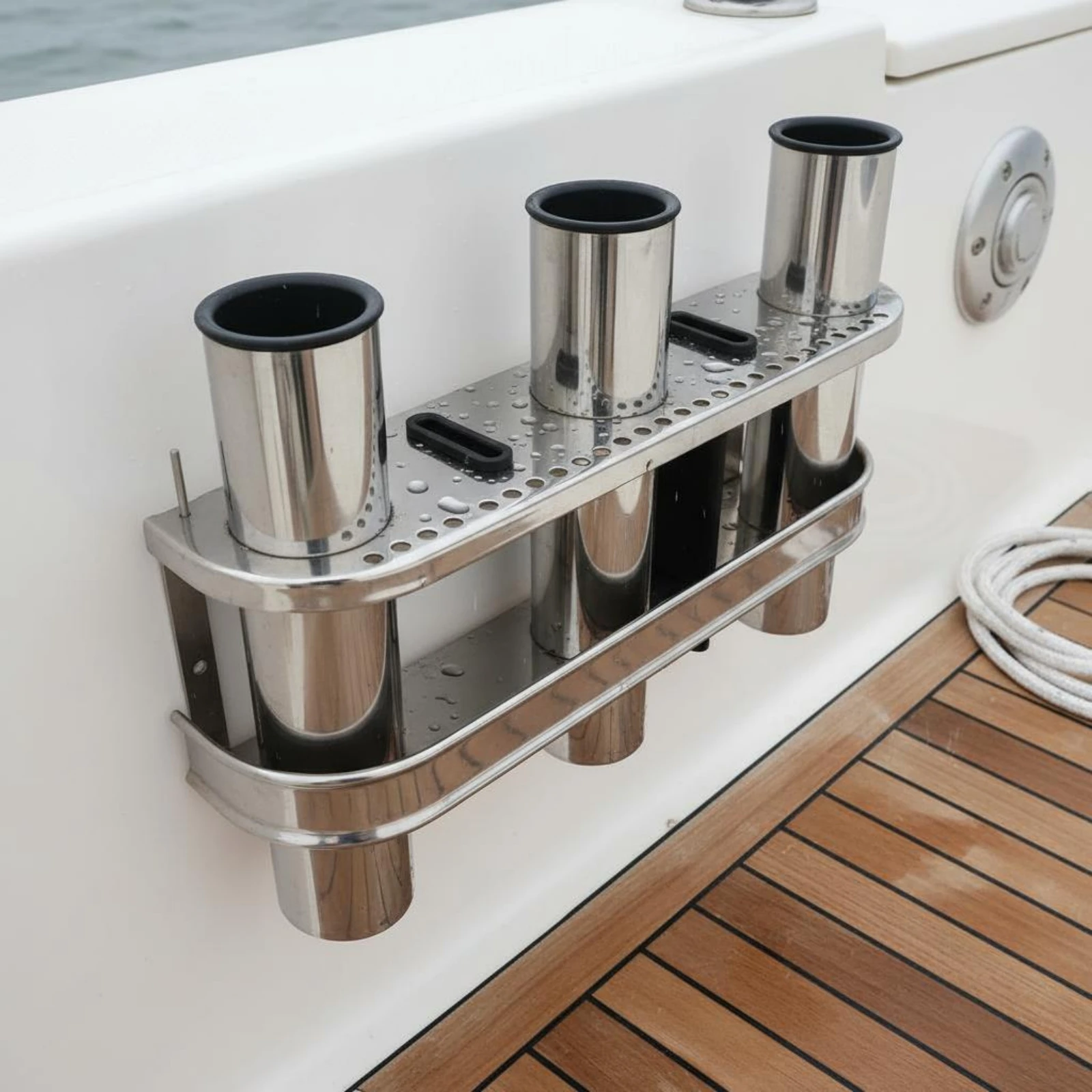 3 Tube Rod Holder Mirror Finish Stainless Steel Rod Rack ABS Inserts Easy Install for Anglers