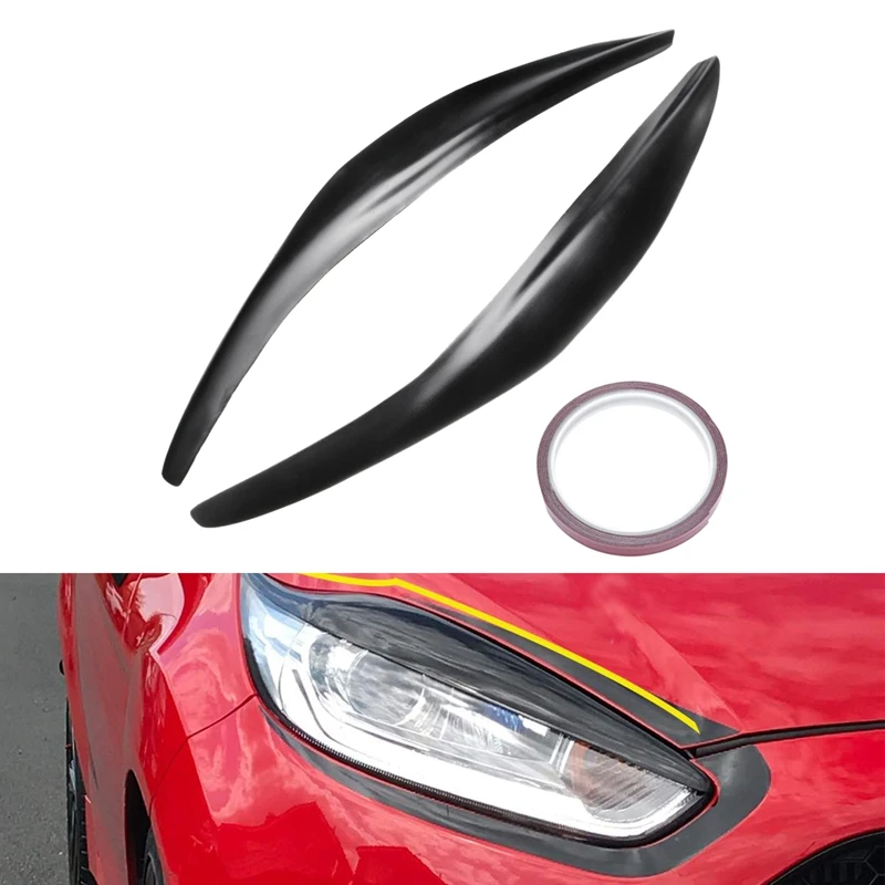 

NEW-Car Headlight Eyebrow Cover Trim Head Light Lamp Sticker For Ford Fiesta MK7 MK7.5 2012-2017