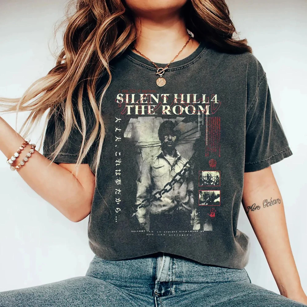 Silent Hill 4 The Room T Shirt Retro Horror Game Tee Graphic Short Sleeve Casual Crew Neck T Shirt