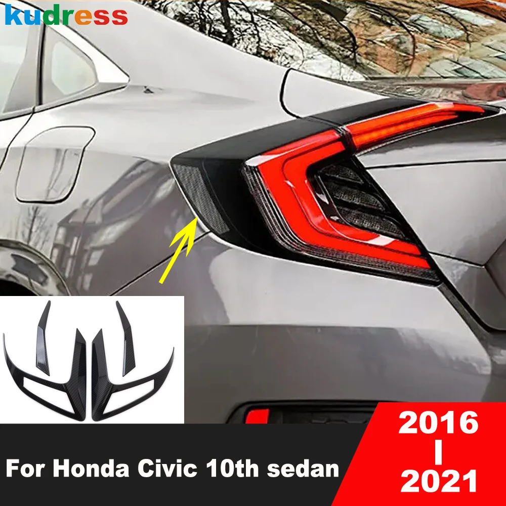 Rücklicht-Abdeckung für Honda Civic 10. Generation 2016-2018 2019 2020 2021 Limousine Schwarze Rückleuchten-Rahmenverkleidung Zubehör