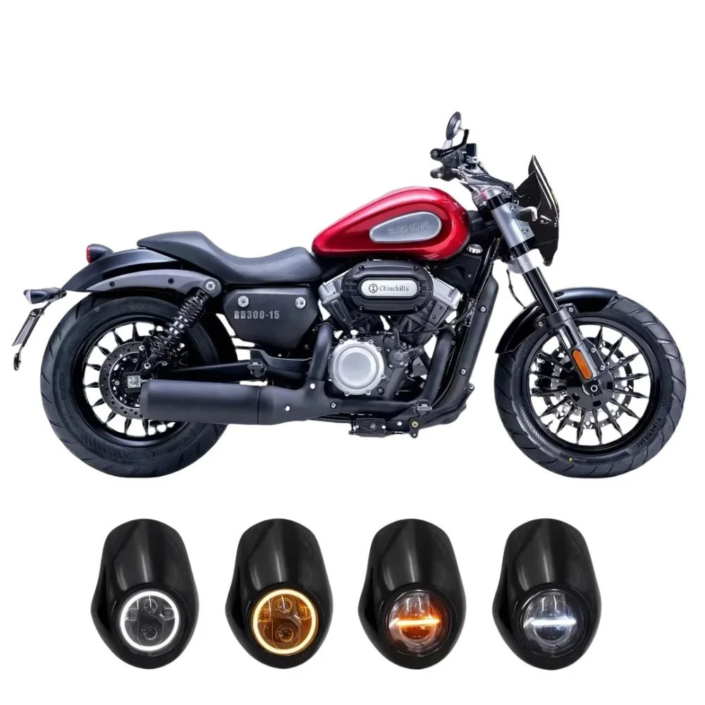Modification parts for Benda Keenay V-Cruise 125 V302C: headlight cowl, front fairing, and instrument cluster relocation bracket