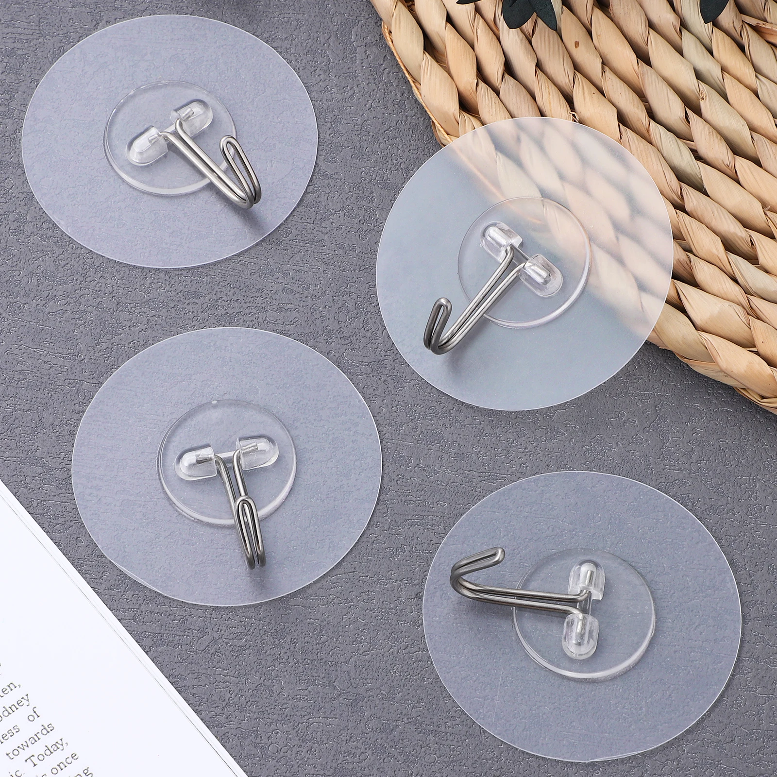 

12pcs Hooks Adhesive Wall Mount Heavy Duty Transparent Bathroom Kitchen Bedroom Office Self Adhesive Without Drilling Storage