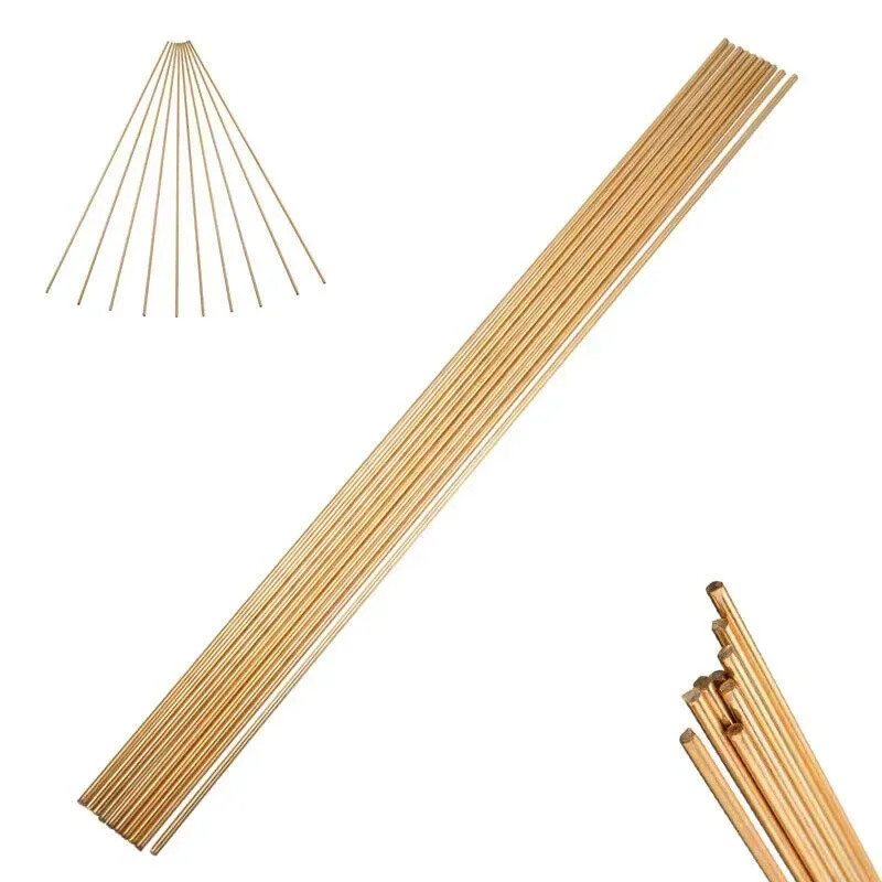 

10pc Brass Electrodes Rod Wires Sticks 2mm * 250mm For Repair Welding Brazing Soldering Copper, Steel, Copper-nickel Alloy