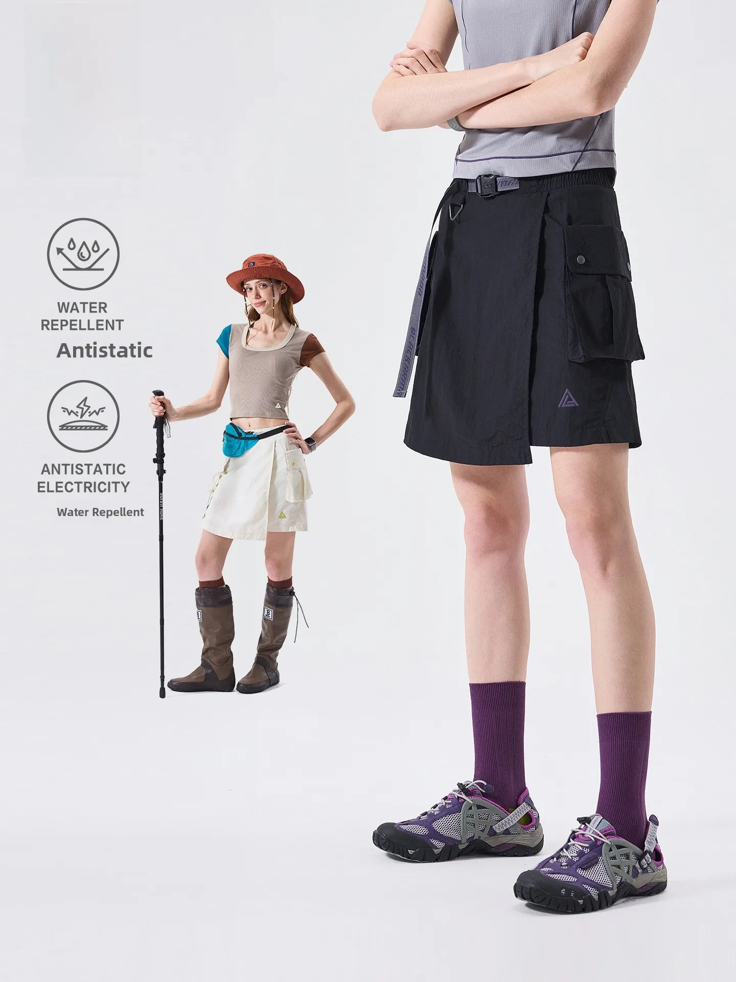 LAZY DAY Outdoor Waterproof Quick Dry Lightweight Breathable Sports Short Skirt for Women Hiking Utility  Skirt