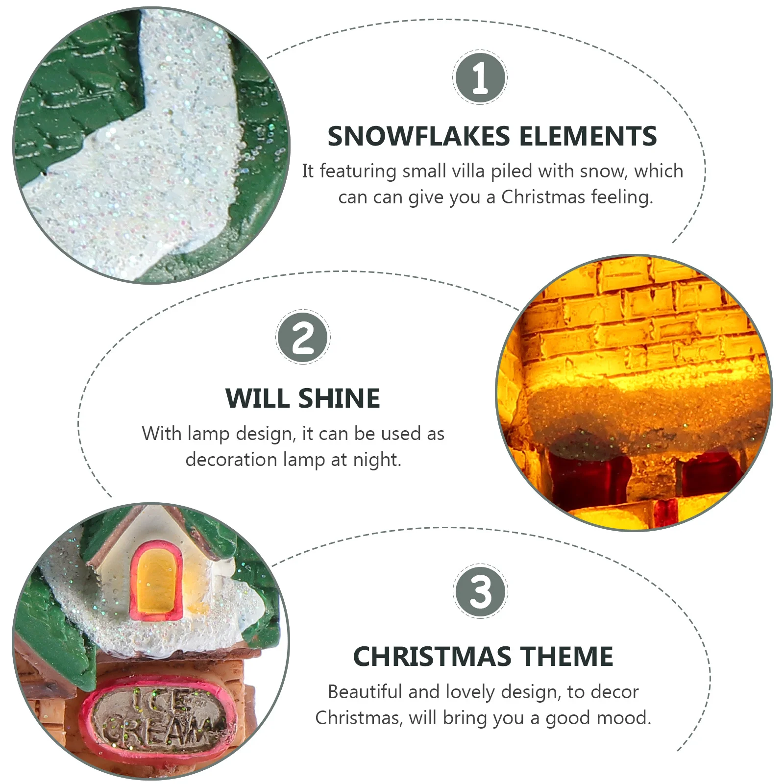 

2pcs Resin Mini Luminous Christmas Decor Festive Desktop Ornament For Xmas Party Home Decoration, Mini Landscape Scene