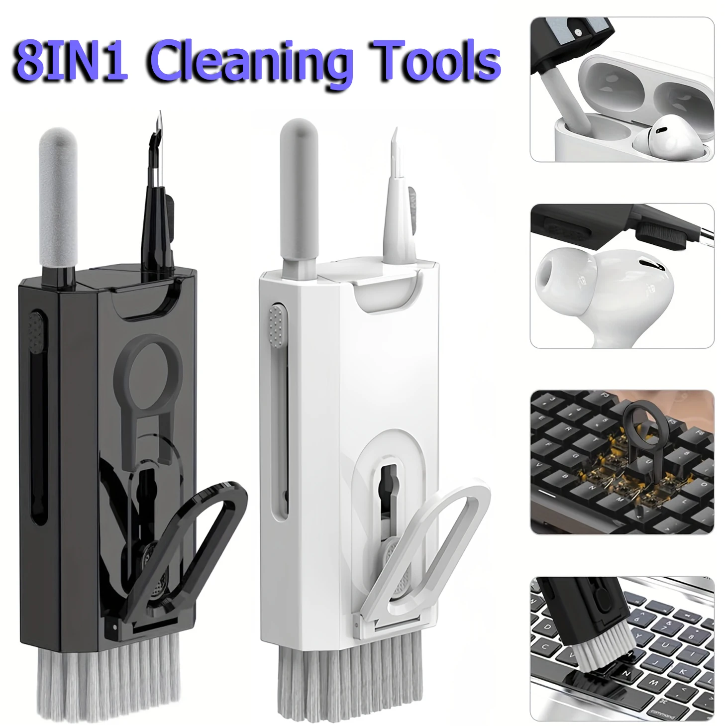 8 In1 Cleaning Kit Computer Keyboard Cleaner Brush Earphones Cleaning Pen For Headset LPAD Phone Cleaning Tools Keycap Puller — product photo 1 of 1