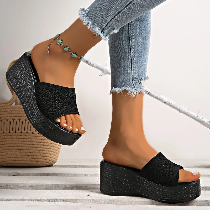 2025 جديد الصيف المرأة اللمحة تو منصة النعال موضة عادية الضحلة السيدات أسافين أحذية الاسلوب المناسب لراحة #4