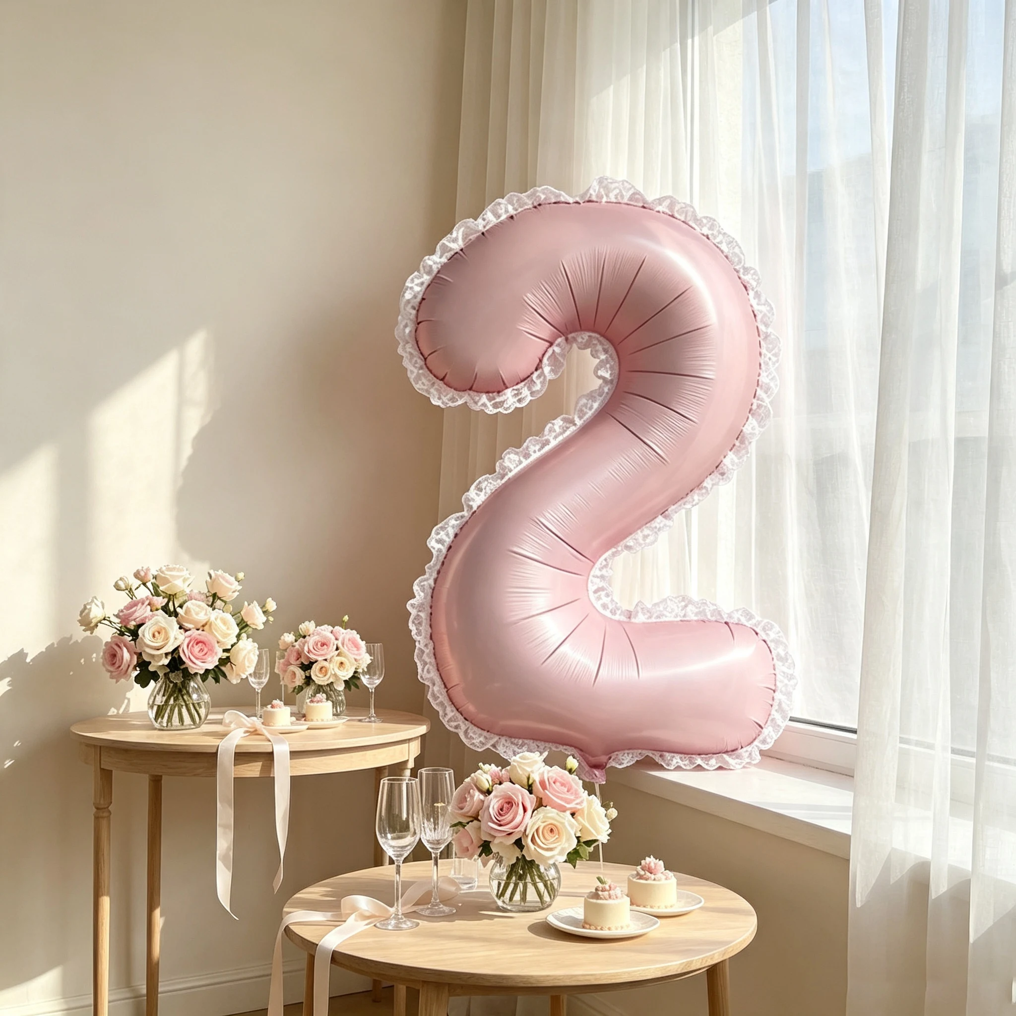 40 Zoll große matte rosa Aluminiumfolien-Zahlenballons, 0-9 Spitzenrand-Aluminiumfolienballons, mit Klebepunkten, wiederverwendbar, geeignet für Geburtstagsfeiern, Feiertagsdekorationen,