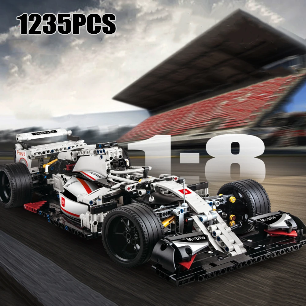 フォーミュラスタイルレーシングカービルディングブロック組み立てモデル教育DIYパズルおもちゃ子供男の子ディスプレイ用誕生日プレゼント