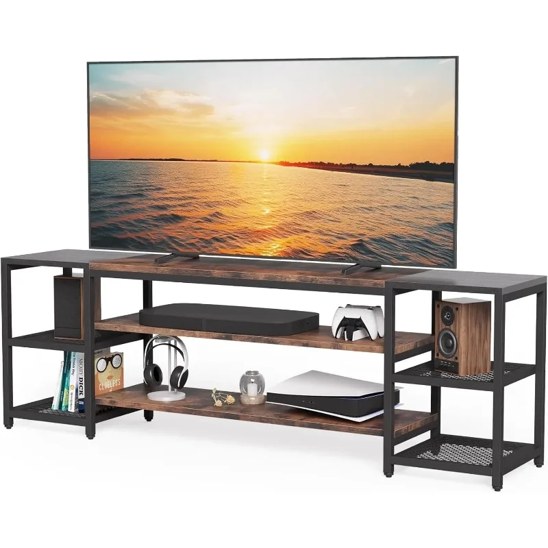 78 Inch TV Stand for Living Room, Entertainment Center for TVs up to 85 Inches, Farmhouse Television Stands with Storage