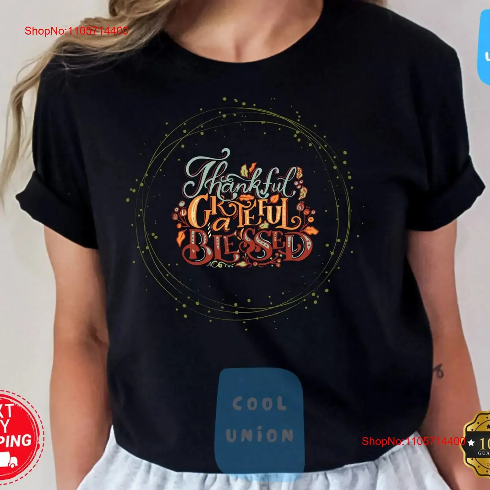 Thankful Grateful Blessed T Shirt Thanksgiving Mom Grandma Teacher Fall For Women vintage Washed Comfortable Breathable Unisex