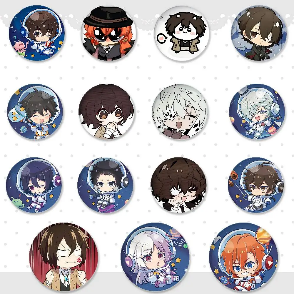 Anime BSD Bungoo Stray Dogs Chibi Badges Fashion New Hip Hop Versatile Round Metal Badge Cartoon Pin Gift Wholesale
