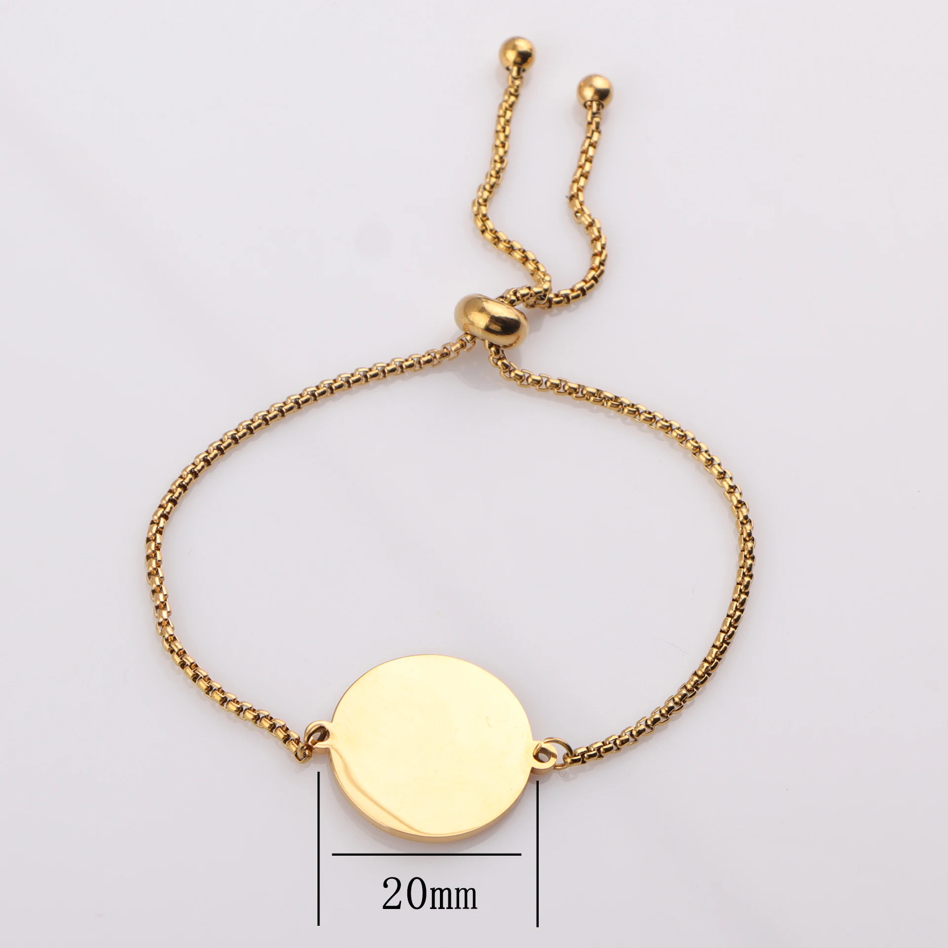 Spiegel Polish Ronde Blanks Tags Bedelarmband Roestvrij Staal Verstelbare Kettingarmband voor Vrouwen Meisjes DIY Sieraden Geschenken