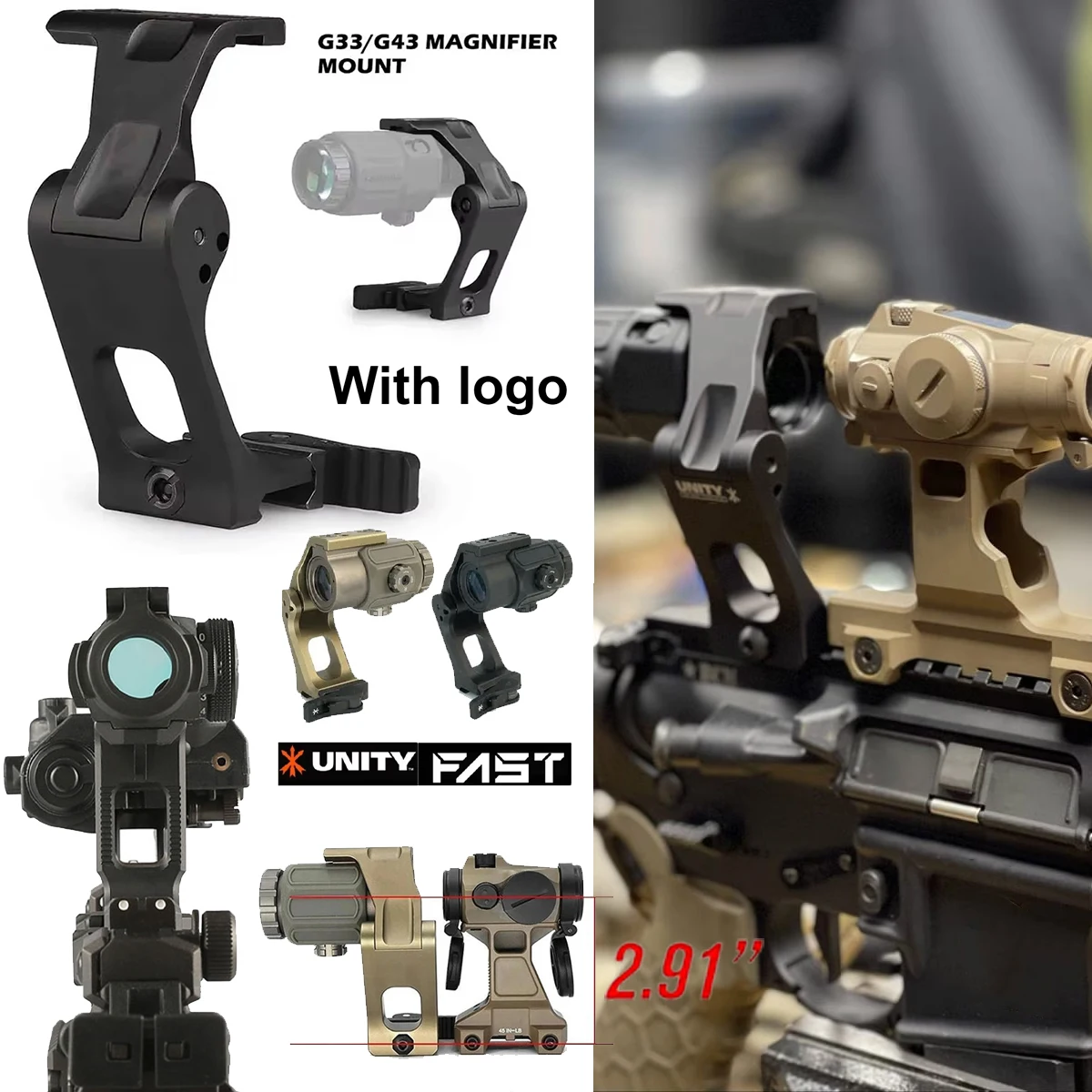 Support de montage tactique FAST FTC UNITY Riser Mount 2.26 2.91 pouces pour grossisseur 3X 5X, lunette optique, viseur pliable G33 G43 G45 6X-MAG-1