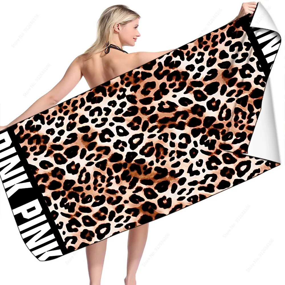 Sexy Leopard Love Pink Brand Beach Towels 80x160cm Swimwear Quick Dry Sport Towels Vs Pink Microfiber Towels for Adult Gyms