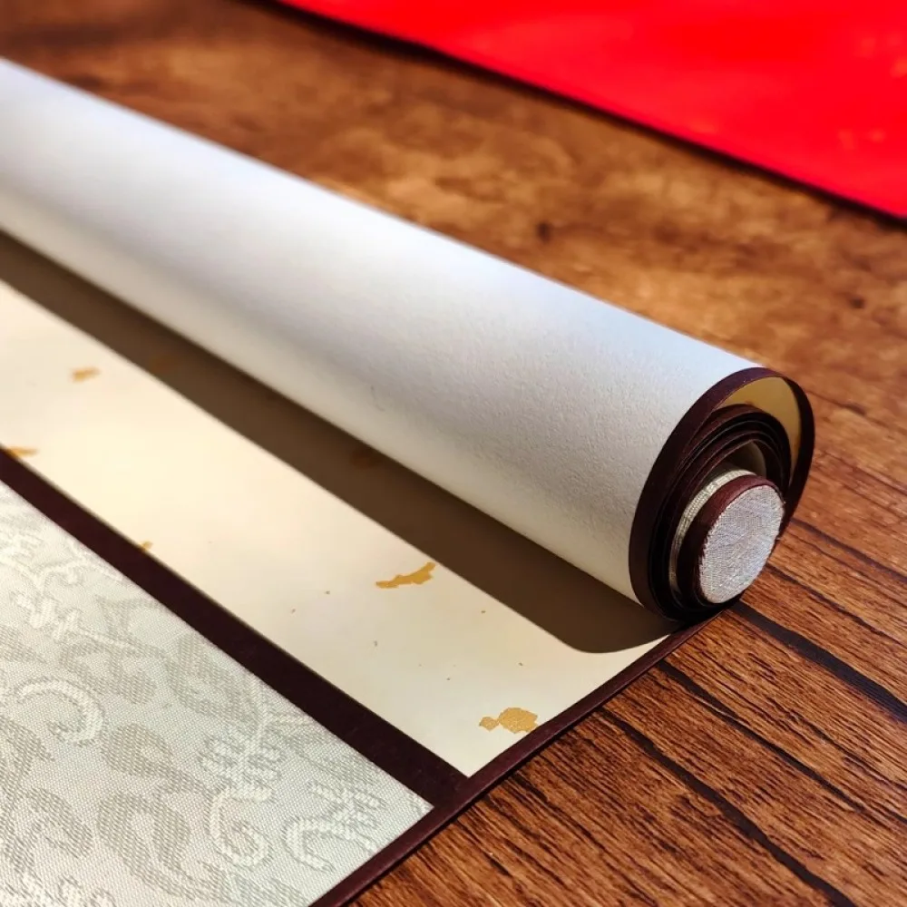 Handmade Gold Flecked Xuan Paper Scroll Blank Calligraphy Scroll Chinese Painting Paper DIY Stationary Craft Material Pack
