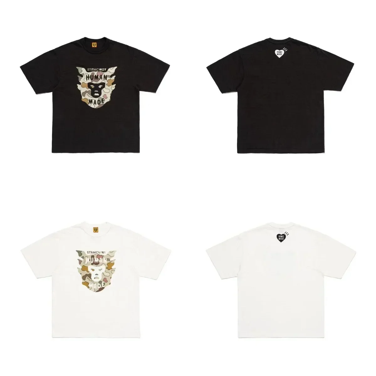 2026 New HUMAN MADE Cute cartoon Printed T-Shirt Japanese Bamboo Cotton Unisex Casual Round Neck Short Sleeved Shirt