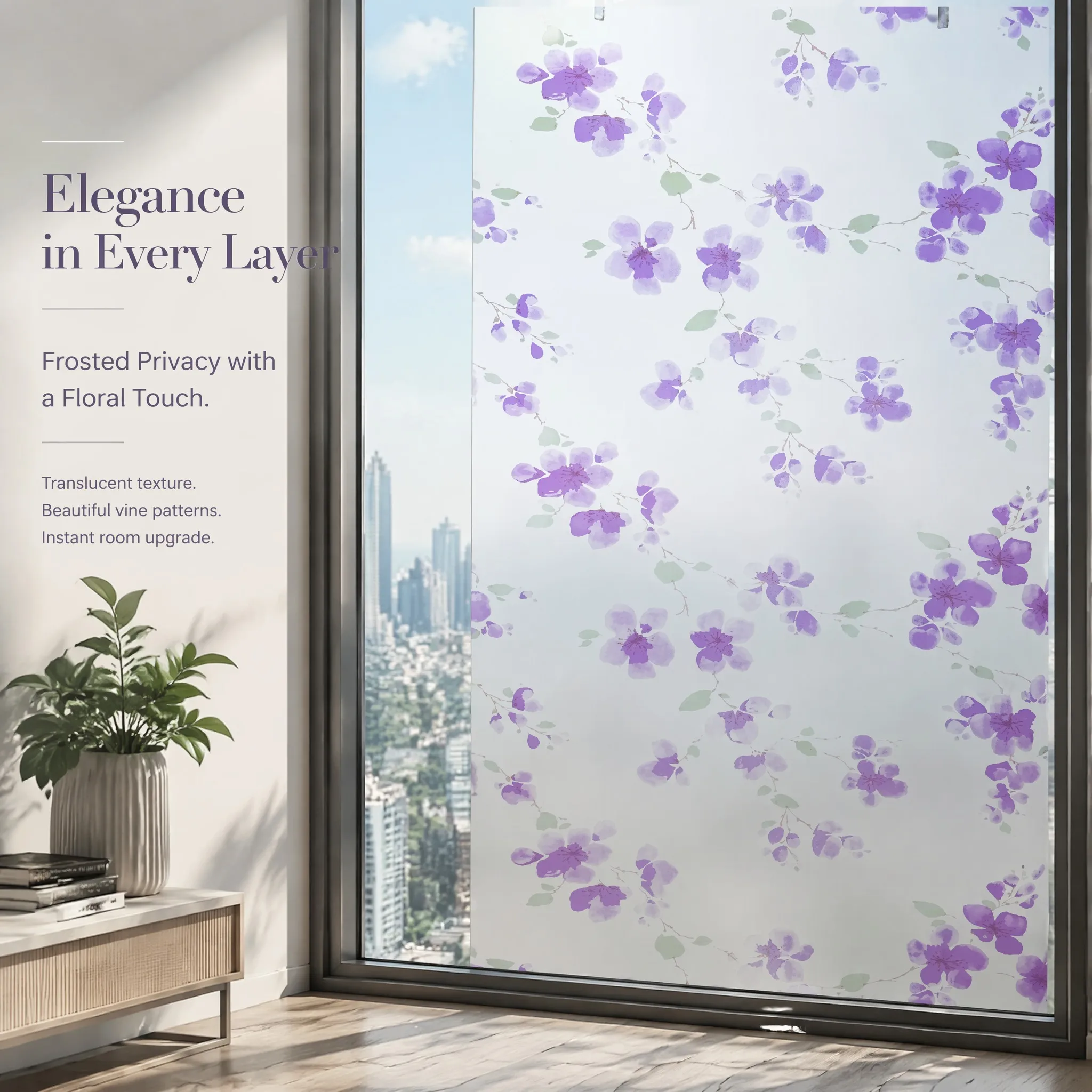 Privacy Stripe Frosted Window Film Self Adhesive Anti UV Stained Glass Vinyl Decorative Film for Home Office