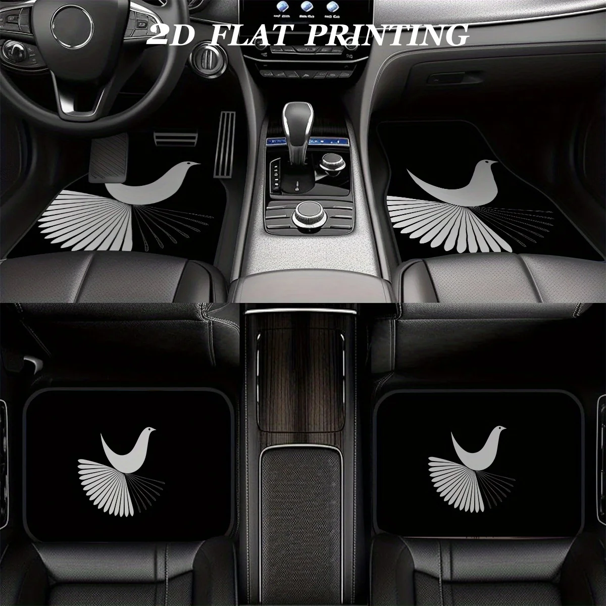 4pcs Car Floor Mats With SEAT Print - Easy To Clean For Sedans/Trucks & Suvs - Perfect Gift Choice, Car Floor Protector, Car Add