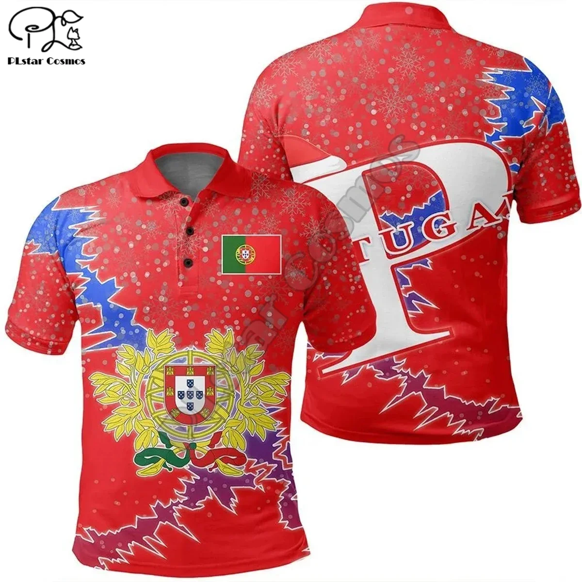 PLstar Cosmos Newest Fashion Portugal Symbol 3D Print Summer Men‘s Polo Shirts Flag Short-Sleeve Casual Wear Brand T-Shirt P6