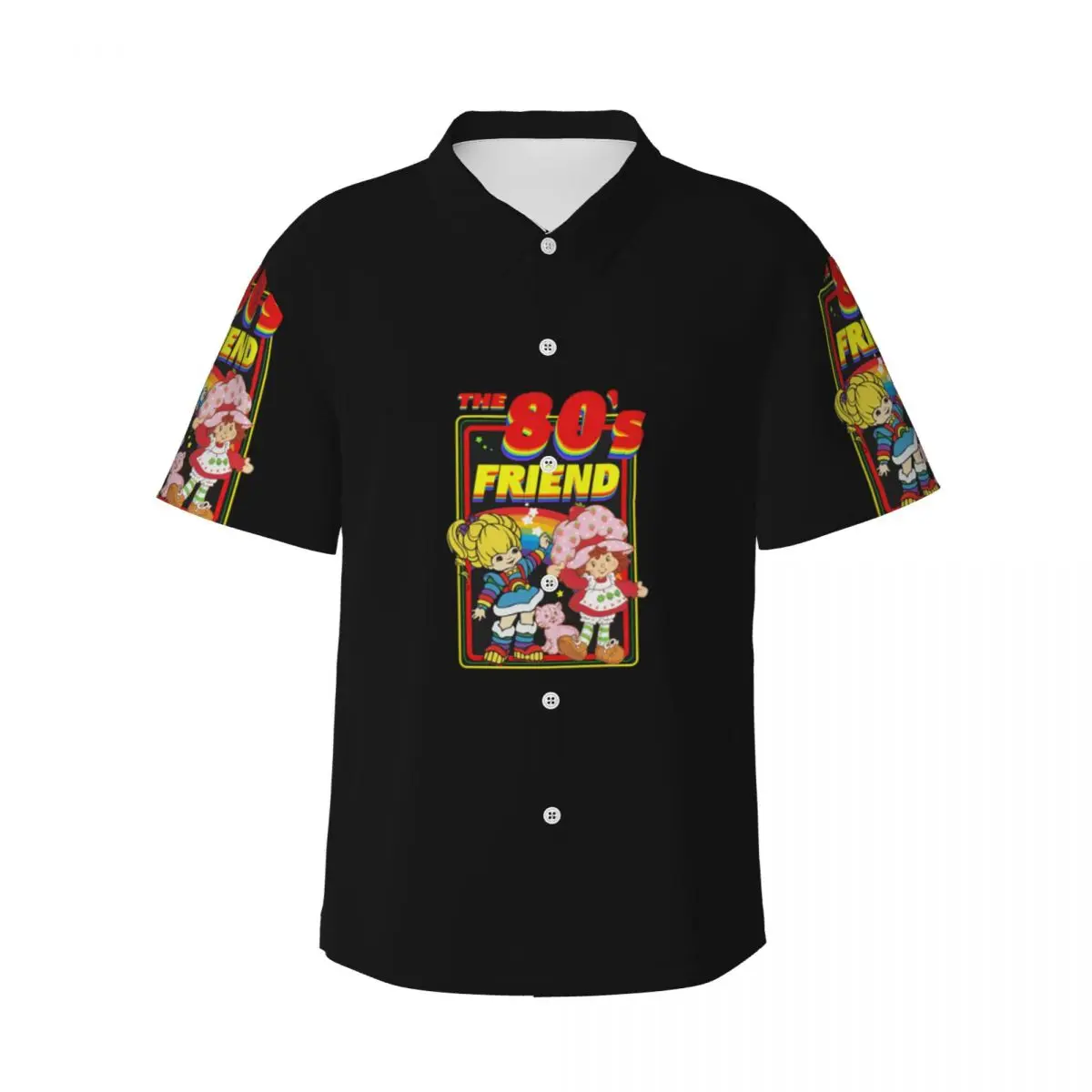 

Rainbow Brite - Друг 80-х годов на Рождество Мужские рубашки Гавайская рубашка с коротким рукавом Забавные топы на пуговицах для летнего пляжа