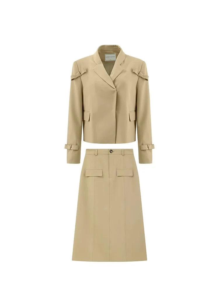 Elegant Bow Blazer Suit for Women Fall Two-Piece Outfit Short Lapel Jacket High-Waist Pants Korean Style Office wear Casual Look