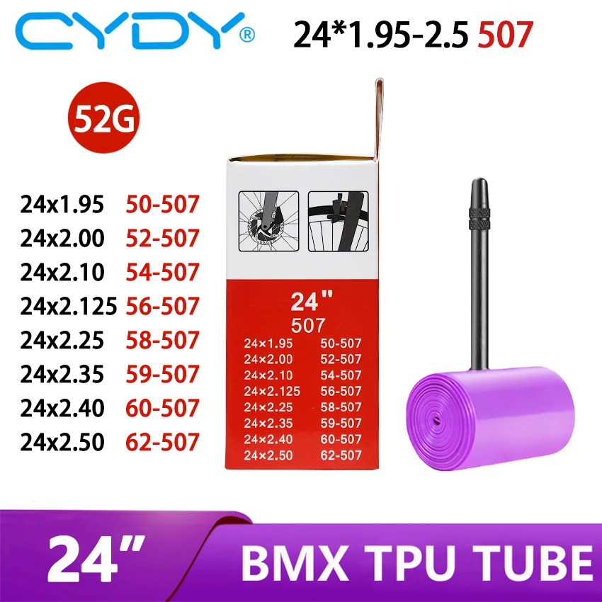 CYDY Велосипедная камера из ТПУ 24 дюйма 507 24x1,95 2,0 2,125 2,25 2,35 2,4 2,5-дюймовый клапан 45 мм BMX Велосипедная шина Pneu Велосипедная шина