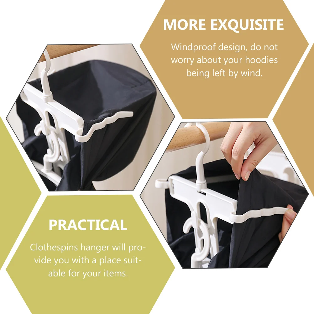 

2Pcs Rotatable Windproof Clothespins Hanger Foldable Clothes Drying Rack Laundry Rack for Hoodie and Delicate Hoodie Hanger