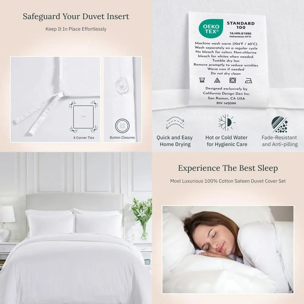 

Комплект пододеяльников Full/Queen из 3 предметов — Winner Good Housekeeping Best Bedding Awards 2025, сатин 400 ниток, 100% хлопок, пододеяльник