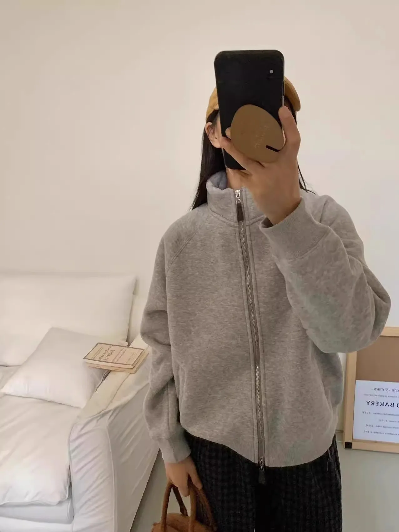 

Korean Sle Fce Lined Thiened Lamb Velvet Hoodie Jaet Women's Warm Casual Zipper Open Cardigan ey Student Outerwear