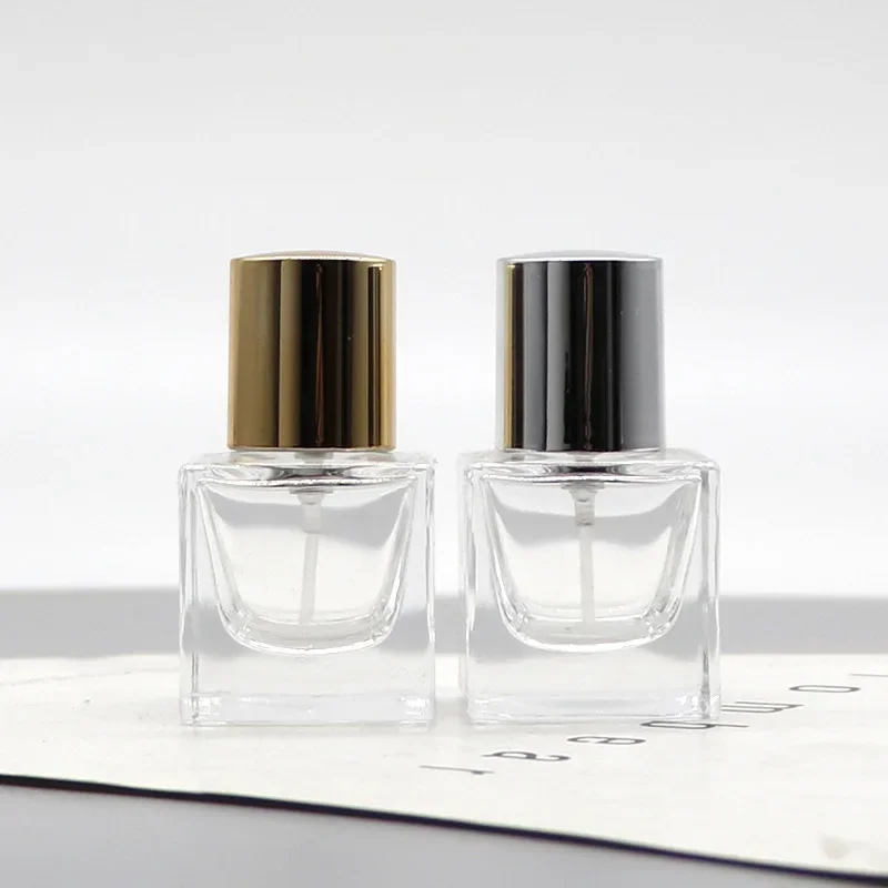 15ml Transparent Glass Perfume Spray Bottle with Gold Cap Empty Perfume Atomizer Portable Square Refillable Bottles Travel
