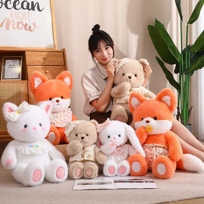 Fluffy Cartoon Bunny Bear Cat Home Decor Christmas Birthday Plush Toys Teddy Cute Anime Creative Gift High Quality Stuffed Doll