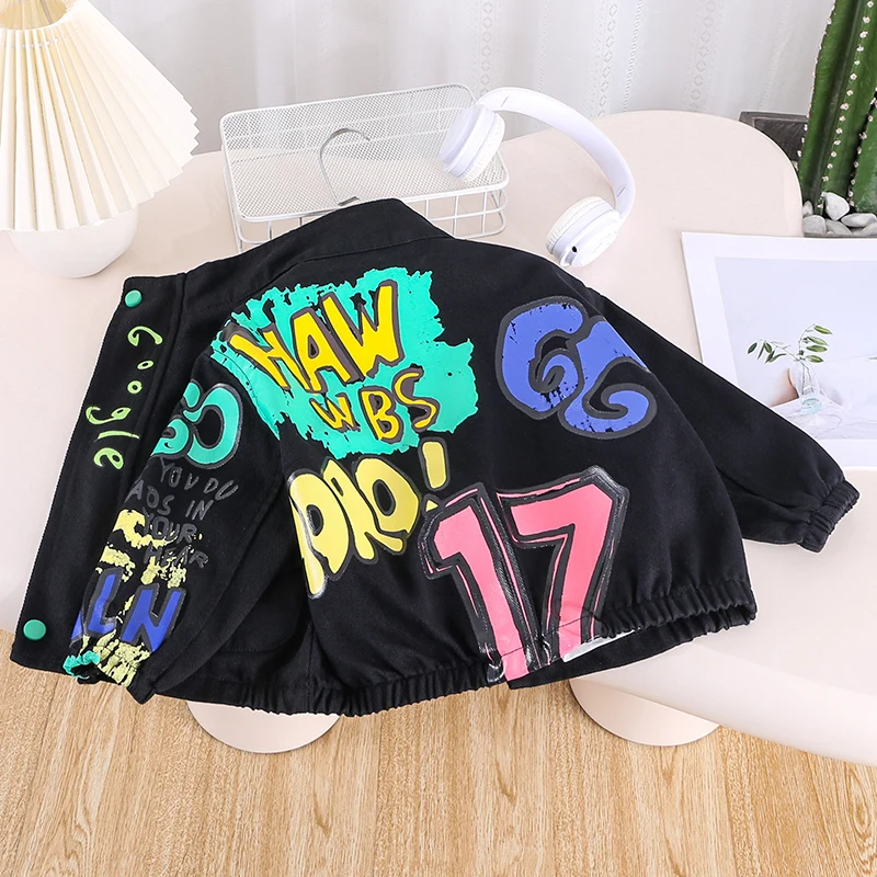 

Spring and Autumn Boys Graffiti Jackets 2024 New Cartoon Children's Clothing CH389