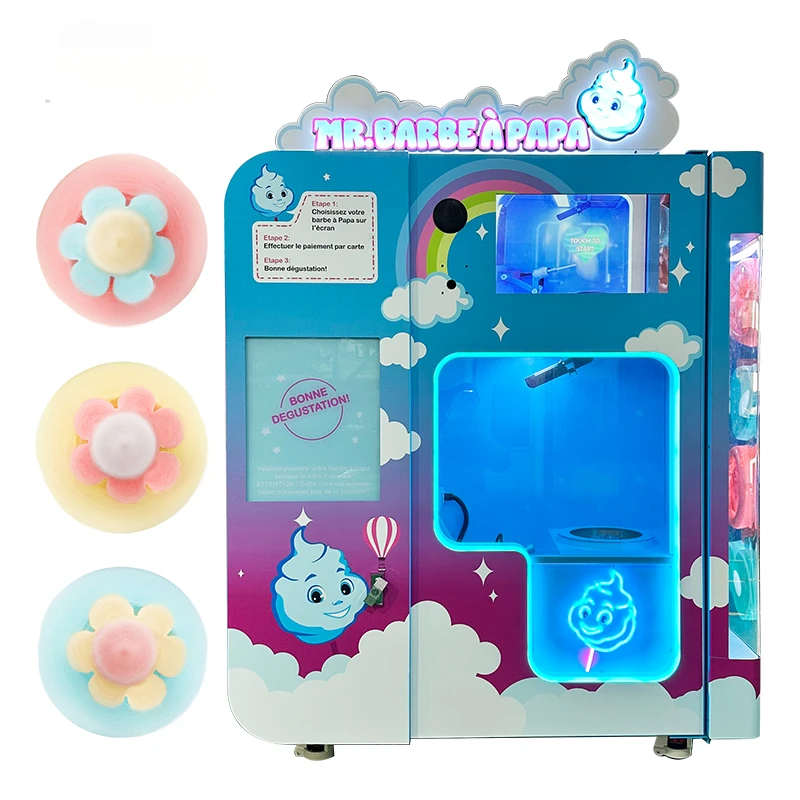 YG Intelligent Commercial Cotton Candy Machine Automatic Candy Floss Vending Machine with Coin and Credit Card Payment System