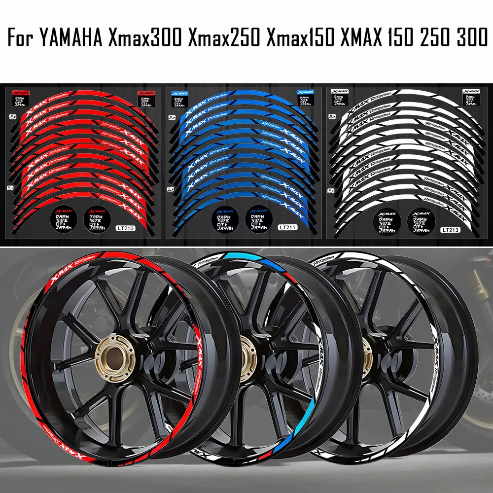 

For Yamaha Xmax300 Xmax250 Xmax150 XMAX 150 250 300 Accessories Reflective Motorcycle Wheel Sticker Hub Decals Rim Stripe Tape