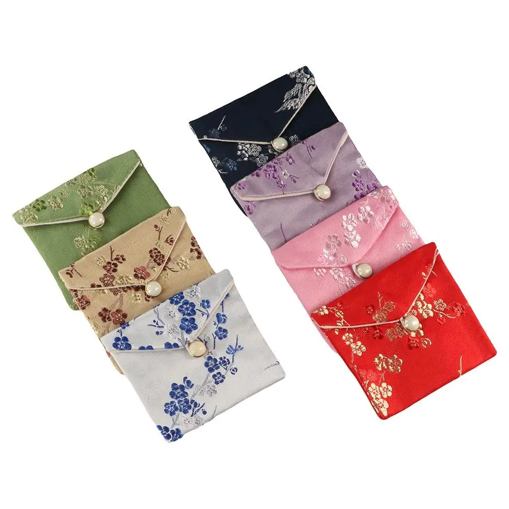 Модная атласная сумка для ювелирных изделий, кошелек с вышитой пряжкой, контейнер для монет с цветочным принтом, женский кошелек