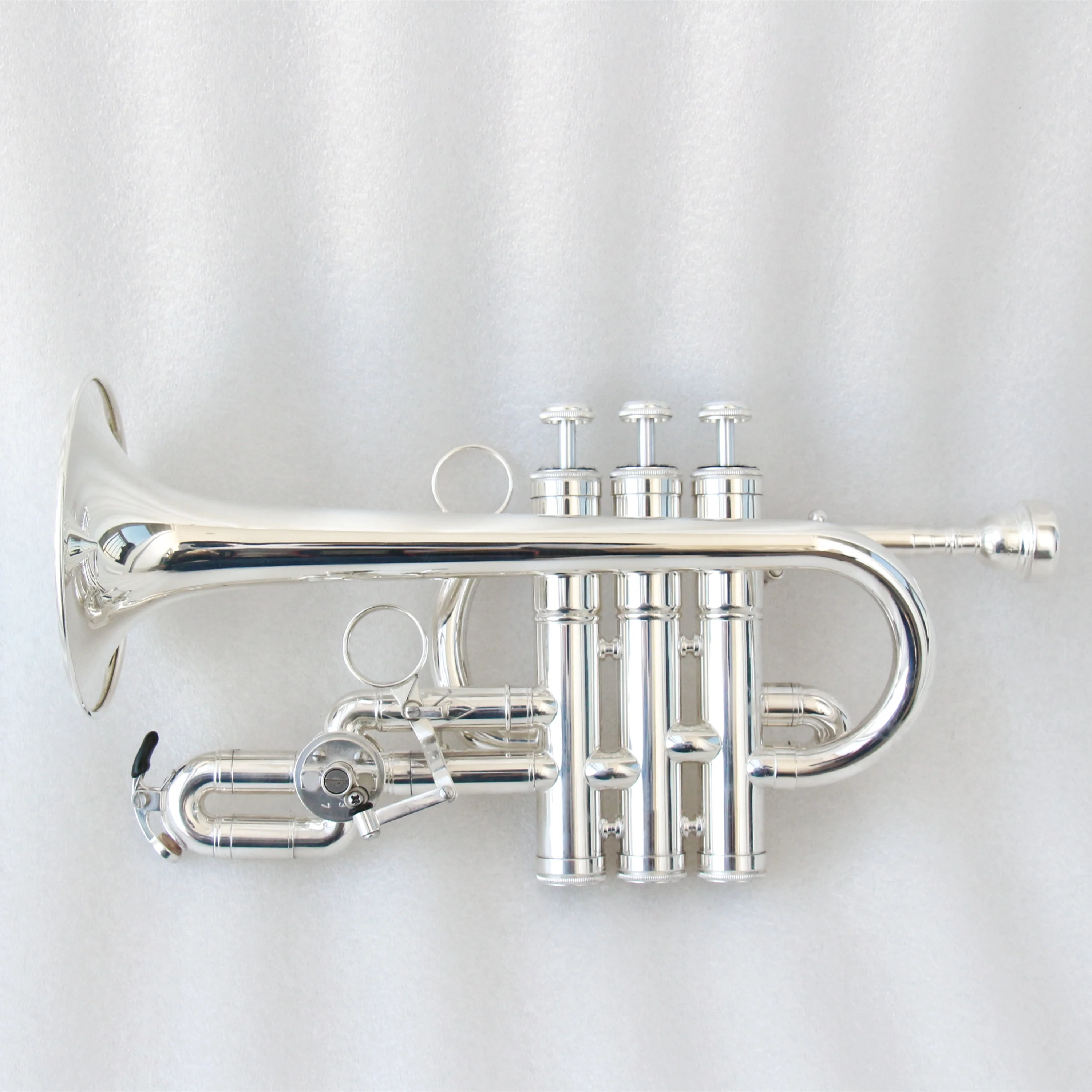 Professional Quality Medium BB/A Tone Piccolo Trumpet With Rotary Valve Silver Plated Brass Body Accept Client's Logo Trumpet