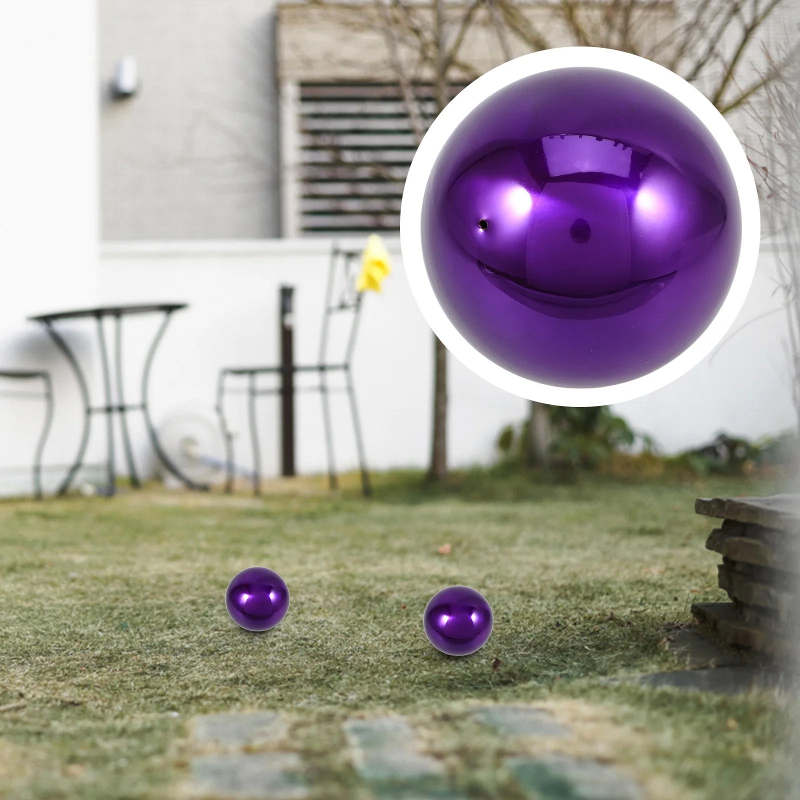 

Mirror Reflective Ball Purple Stainless Steel Gazing Round Hollow Balls Garden Decoration Crystal Sphere Outdoor