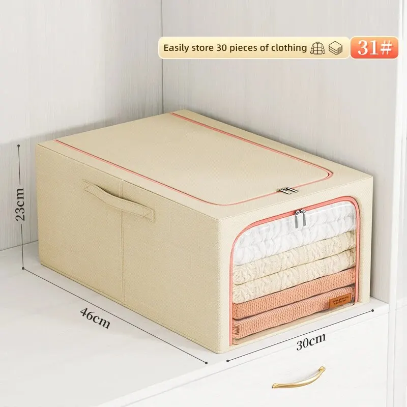 Joybos Clothes Storage Box Household Thick Cotton and Linen Wardrobe Organizer Closet Storage Folding Wardrobe Storage Box New