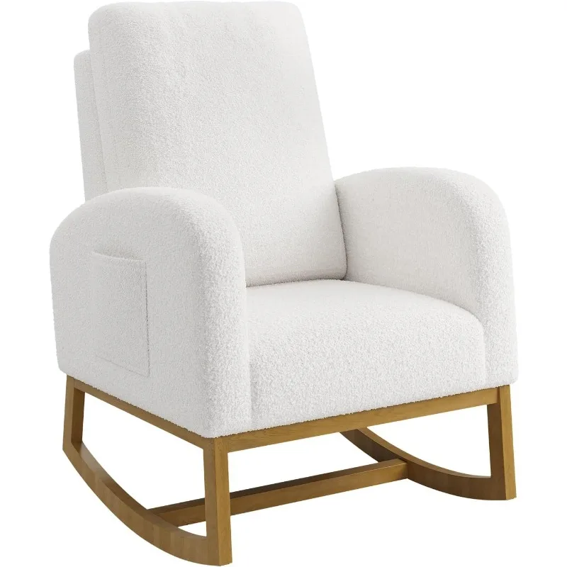 

Детское кресло-качалка с мягкой обивкой Тедди, кресло-качалка-планер с высокой спинкой и боковым карманом, кресло с акцентом на высокой спинке и Woo