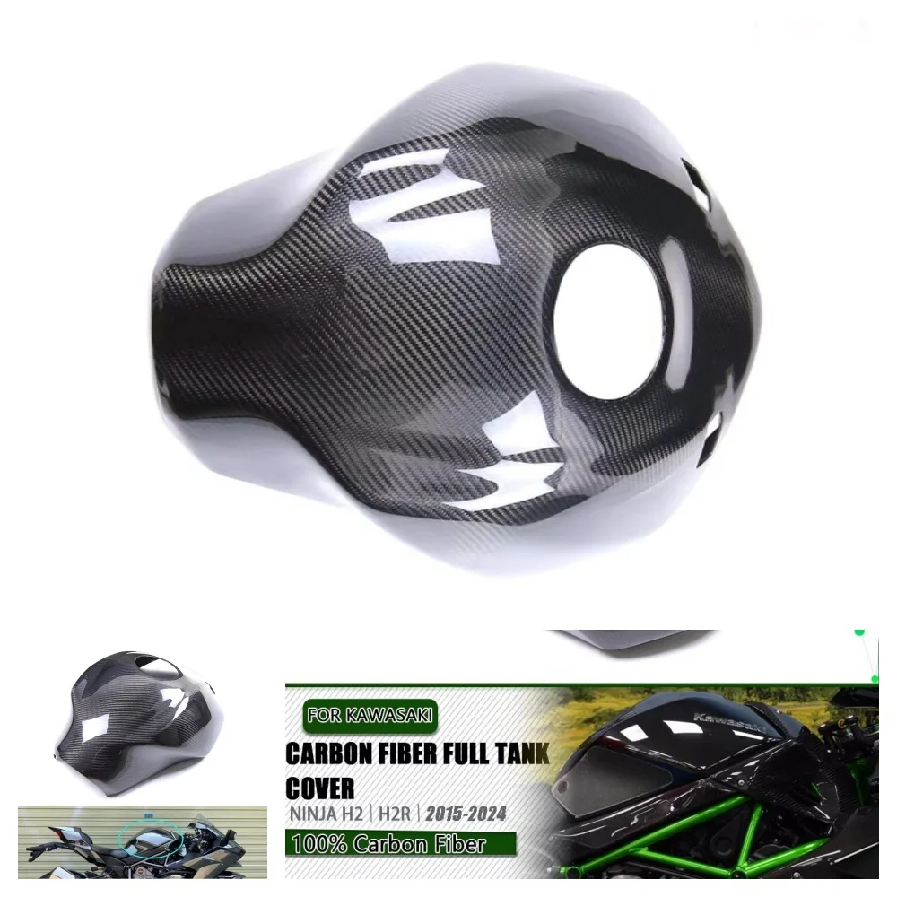 

For Kawasaki Ninja H2 H2R 2015-2022 2023 2024 100% Carbon Fiber Full Fuel Tank Cover Motorcycle Tank Battery Guard Fairing Kit