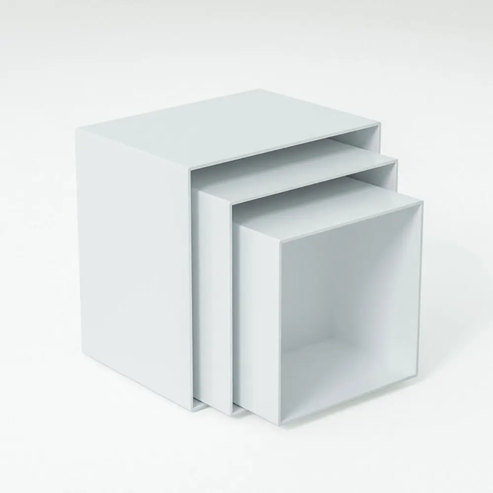 White /Transparent Acrylic Display Cube Stackable Square Shape Dessert Display Stand 6 Different Sizes Nesting Feature